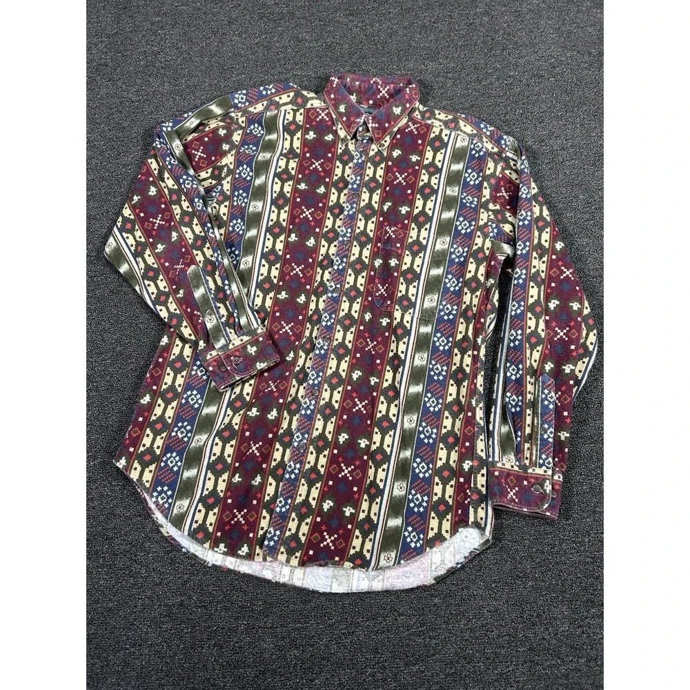 Vintage Woolrich Chamois Flannel Shirt Men's Medium Aztec Southwestern USA‎ Made